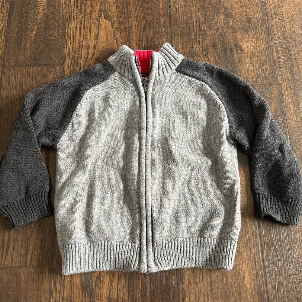 Kids Grey and Black Zip-Up Sweater